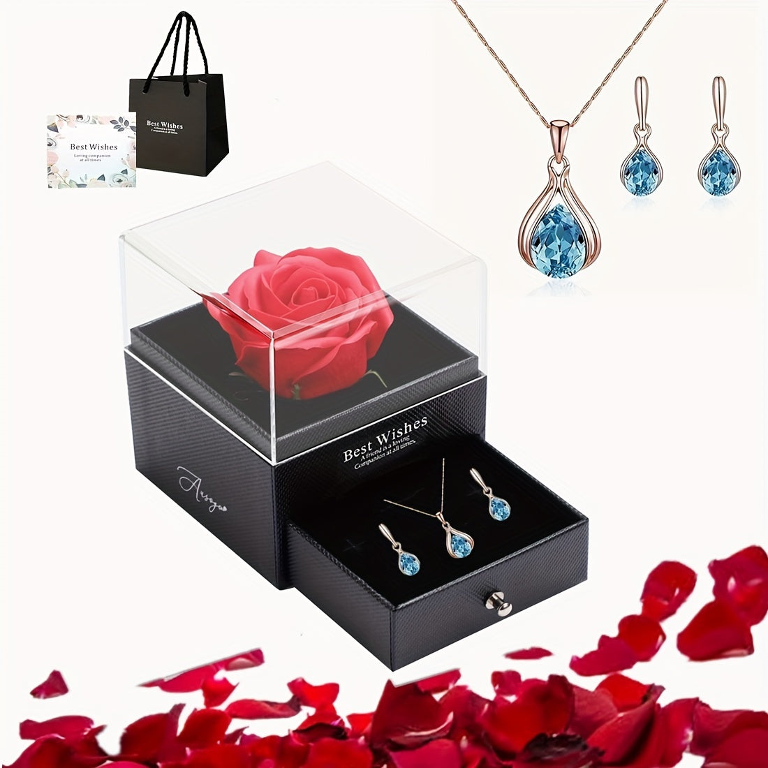 Коробка для подарка с красной розой и сердцем для романтических случаев