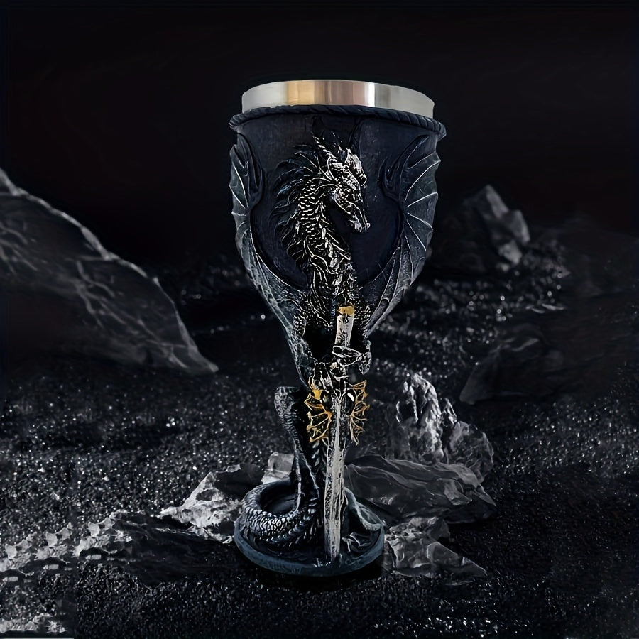 Dragon Sword Cup 200ml Resin Stainless Steel Gothic Drinkware for Parties and Home Decor