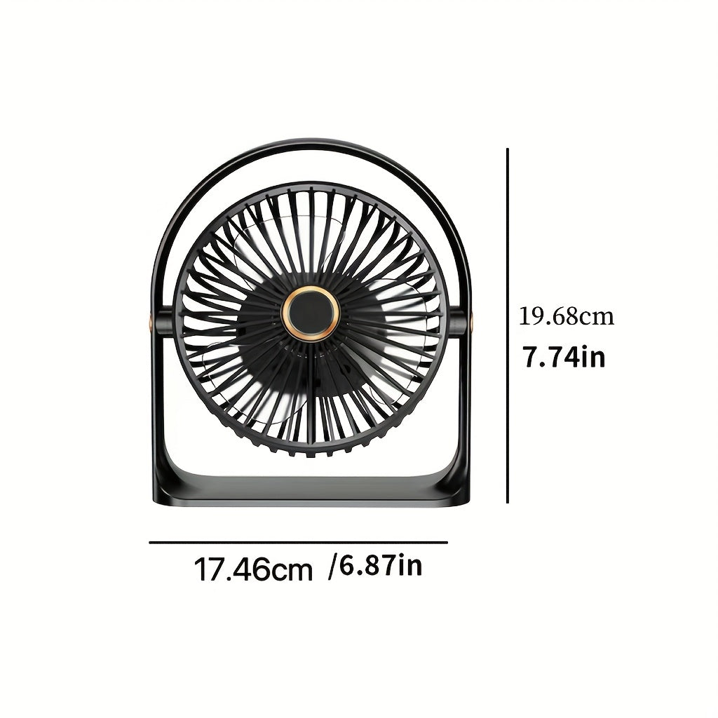 Compact 6-Inch LED Table Fan with Backlight Rechargeable USB Battery for Office Camping Travel