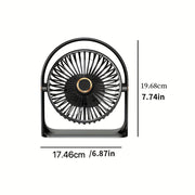 Compact 6-Inch LED Table Fan with Backlight Rechargeable USB Battery for Office Camping Travel