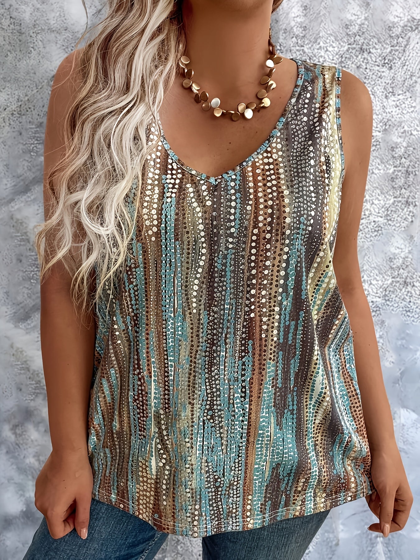 Женский жилет большого размера с мультицветным дизайном для повседневного летнего стиля