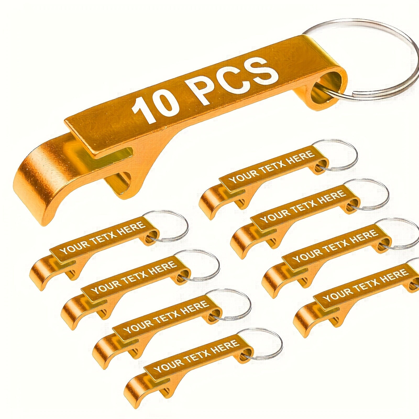 10 Custom Metal Bottle Opener Keychains for Parties and Celebrations Durable Kitchen and Restaurant Use