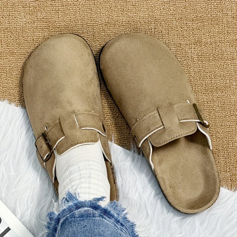 Unisex Cork Grain Slip-On Flat Sandals Breathable Casual Shoes