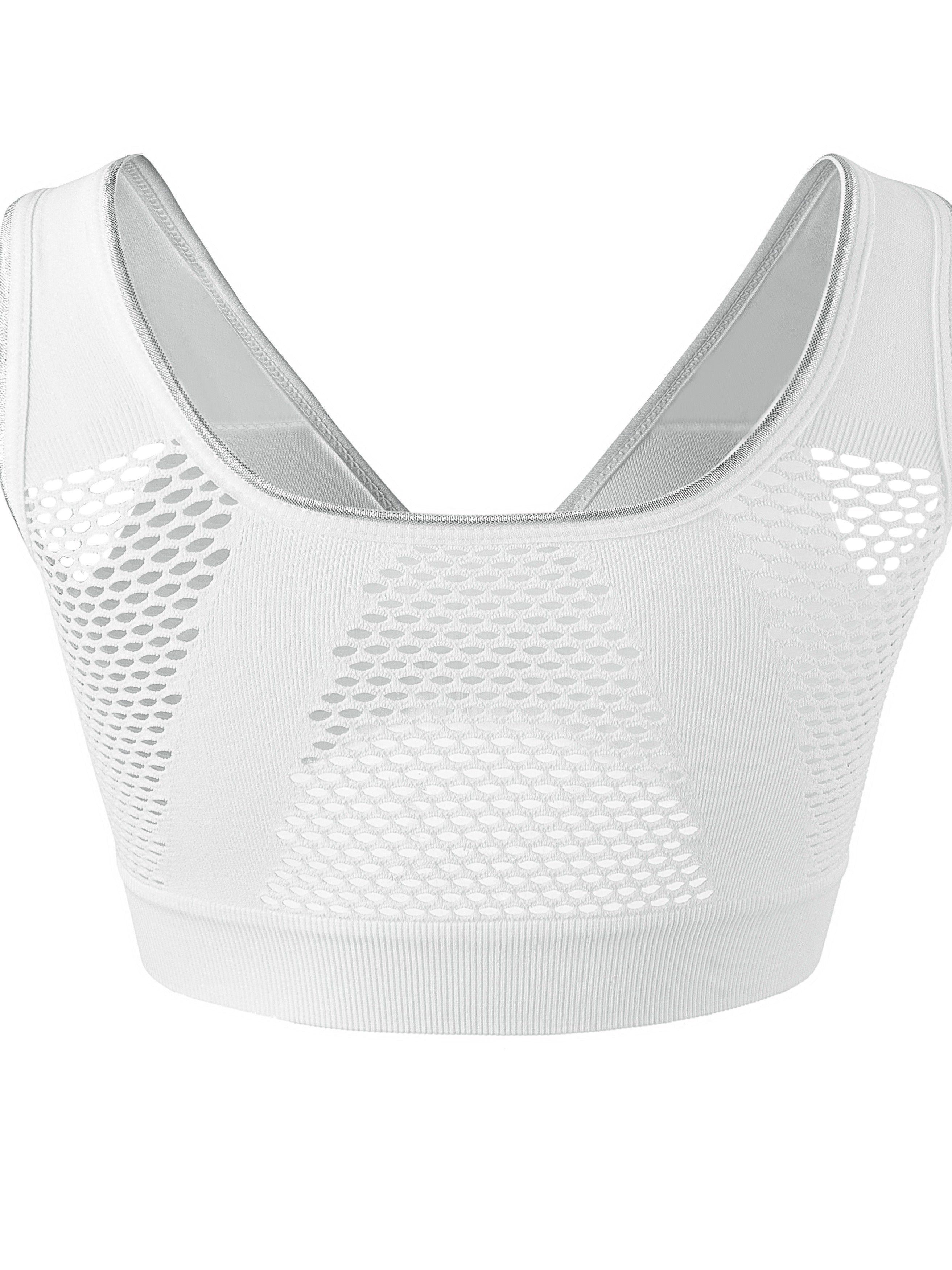 Women's Plus Size Sports Bra Mesh Wireless Breathable Light Support Yoga Running
