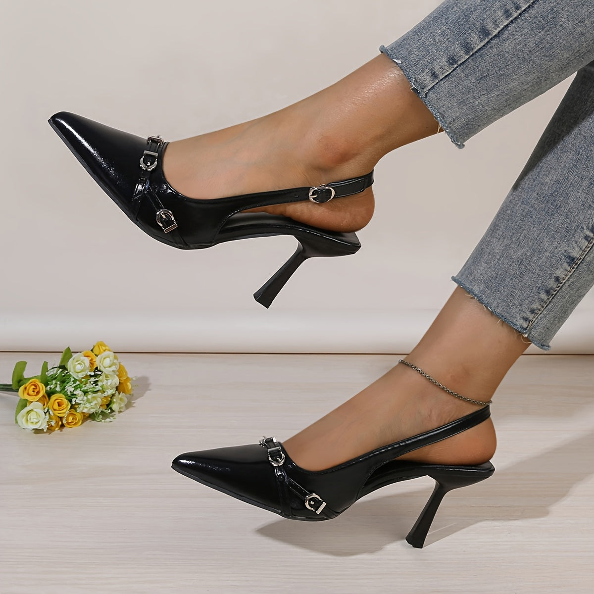 Women High Heel Sandals Spring 2024 Hollow Pointed Toe Stiletto Shoes