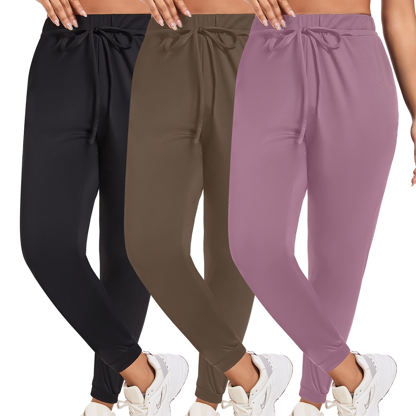 Women's Large Yoga Leggings Set 3 Piece Casual Drawstring Sports Easy Wear