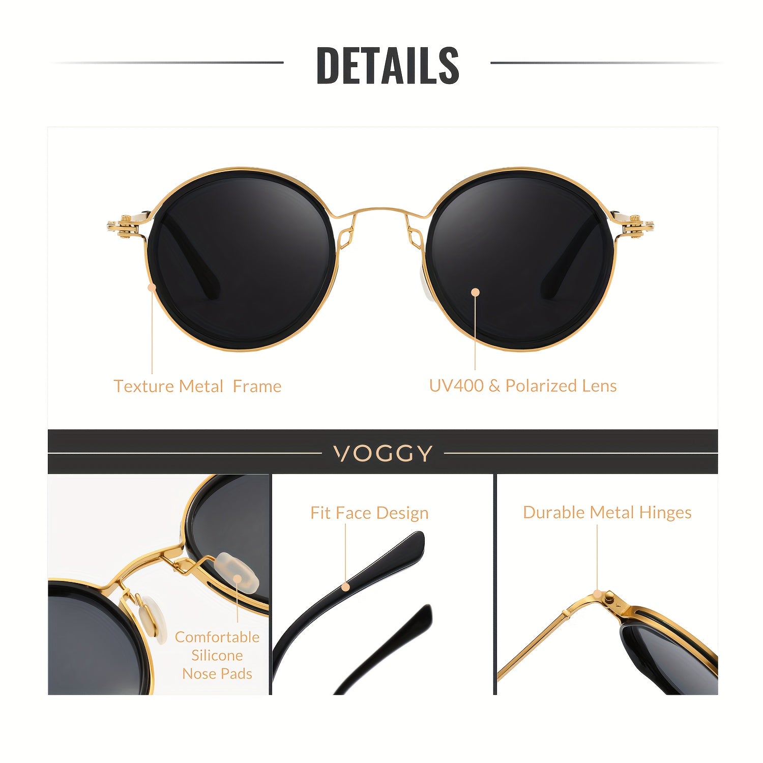 Retro Metal Polarized Round Sunglasses for Men and Women Black Frame Brown Tortoiseshell UV400