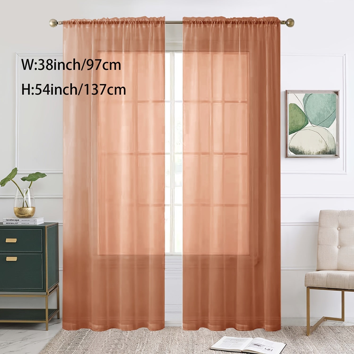 Sheer Curtain Single Panel Light Filtering Privacy Rod Pocket for Living Room Bedroom Kitchen