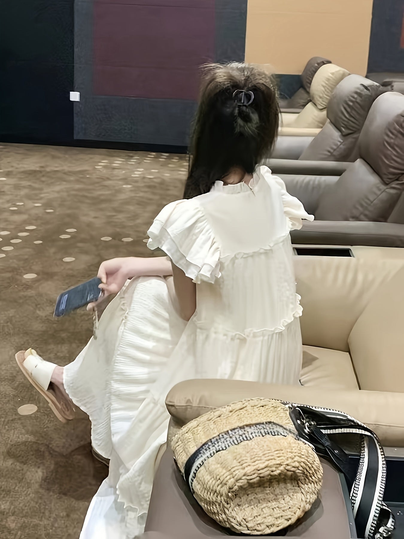 Fransuz ilhomlangan Maxi kiyim ayollar uchun - Yoz 2025, Nafis keng kesim, sharchali yubka va uchuvchi yenglar, Polyester aralashmasi, Mashinada yuvish mumkin.