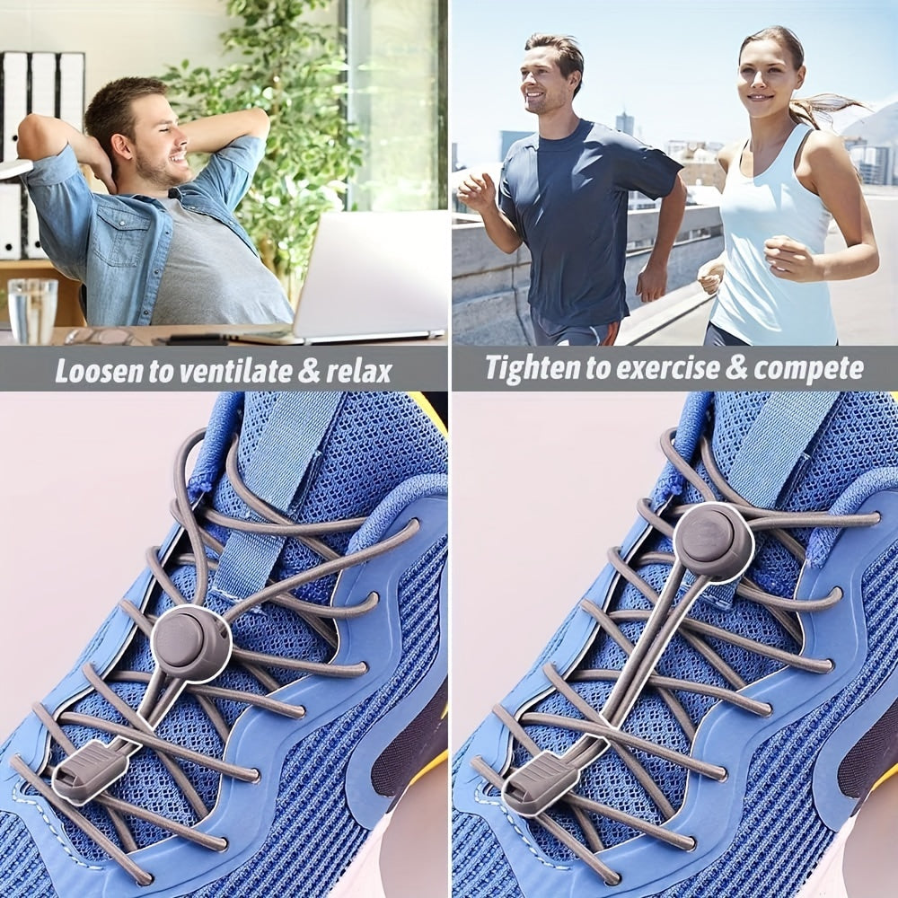 2PCS No-Tie Elastic Shoelaces for Sneakers Durable Stretchy Quick Lock