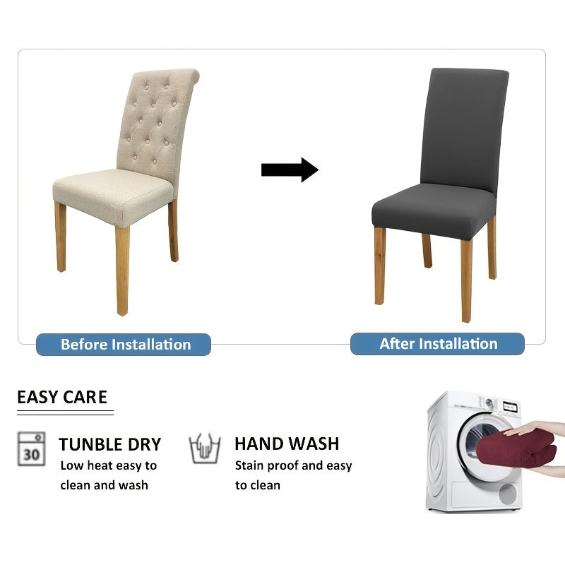 Juego de 6 fundas de silla de spandex de color sólido y elastico para comedores y hoteles