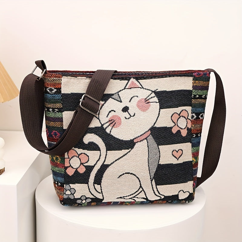 Multicolor Elephant Crossbody Bag for Women with Adjustable Strap and Zipper Closure