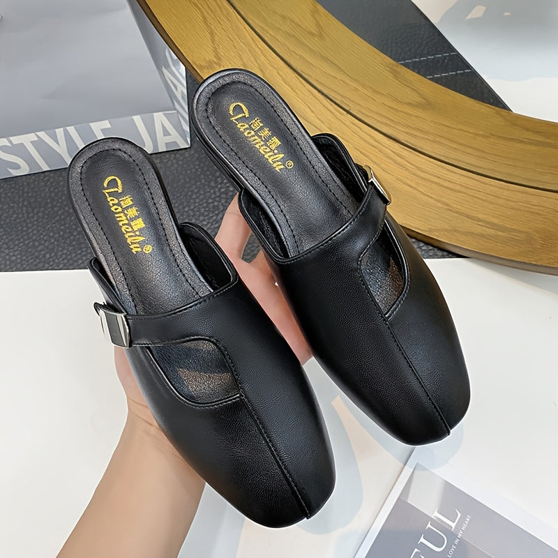 Women Mule Shoes Synthetic Cover Black White Pointed Toe All-Season