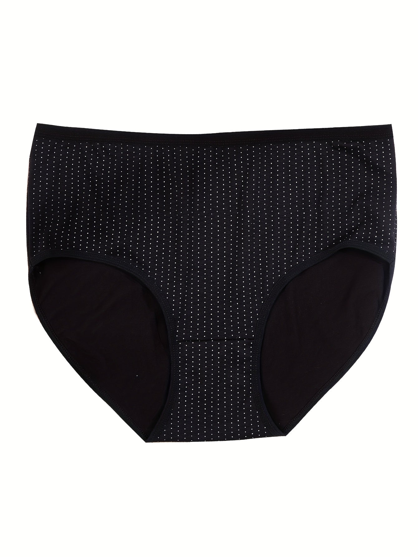 Plus Size Women's Mid-Waist Polka Dot Cotton Briefs Set of 5 Breathable Comfortable
