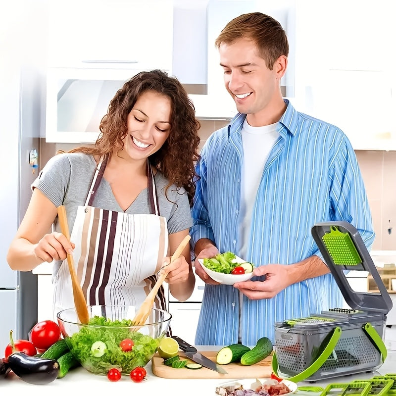 Manual Vegetable and Fruit Slicer Set with Storage Container for Chopping Onions and Potatoes