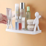 Small Wall-Mounted Floating Shelf No Drilling Bathroom Kitchen Organizer