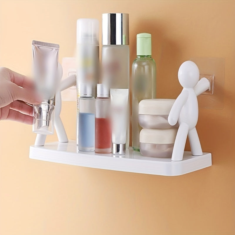 Small Wall-Mounted Floating Shelf No Drilling Bathroom Kitchen Organizer