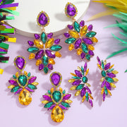 Pendientes bohemios con borlas y cristales en morado, verde y amarillo, joyería geométrica irregular para mujeres