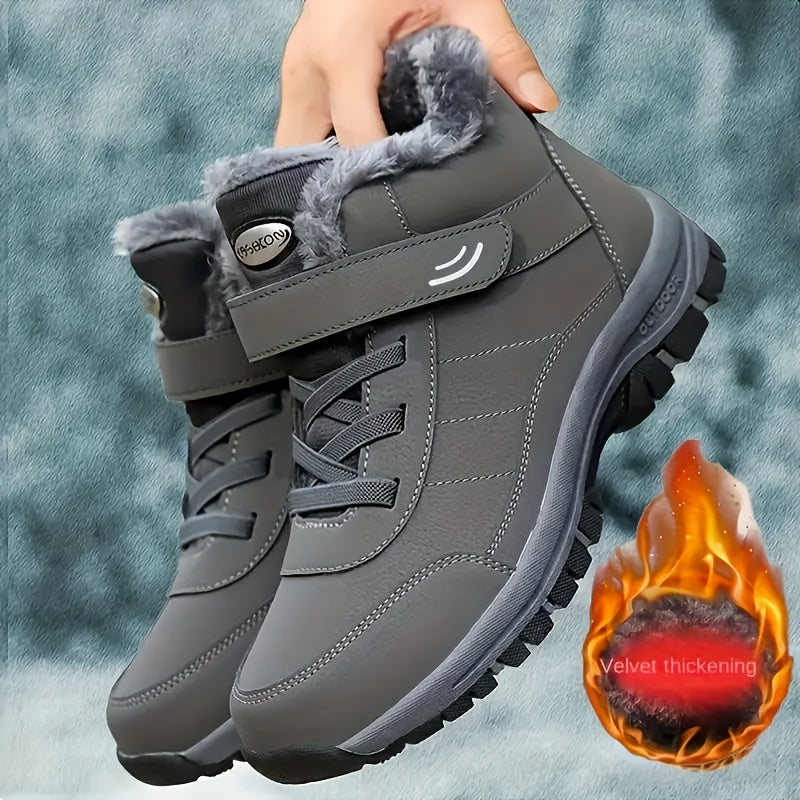 Women's Winter Snow Boots Faux Fur-Lined Ankle Hiking Shoes Non-Slip Red