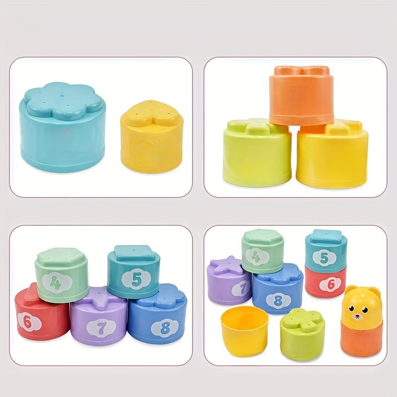 Children's Stacking Cups Rainbow Tower Ring Toys for Kids Beach Play Festival Birthday