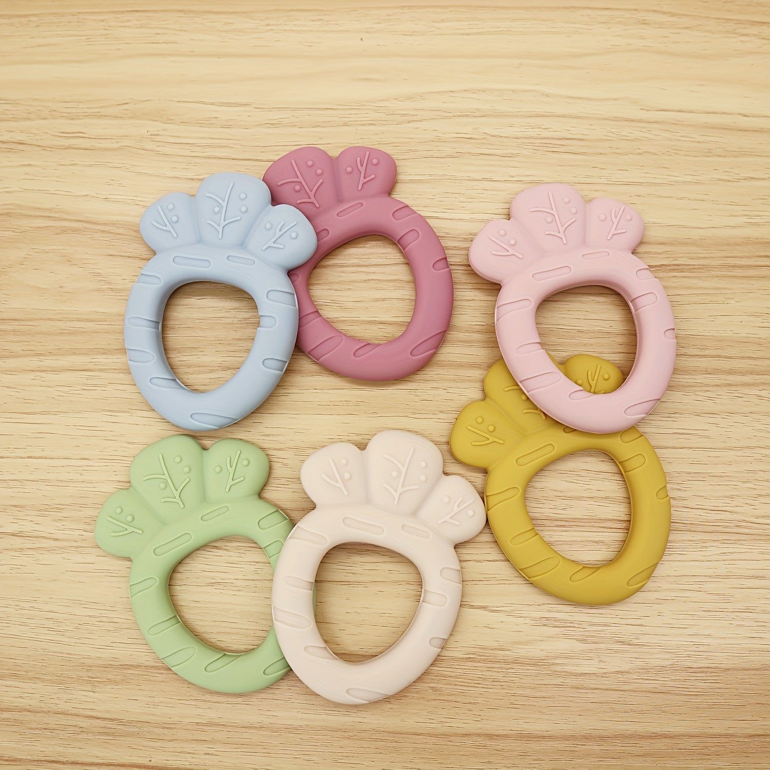 Mordedor de silicona para niños en forma de zanahoria, libre de BPA, de grado alimenticio, fácil de lavar, calmante para encías sensibles