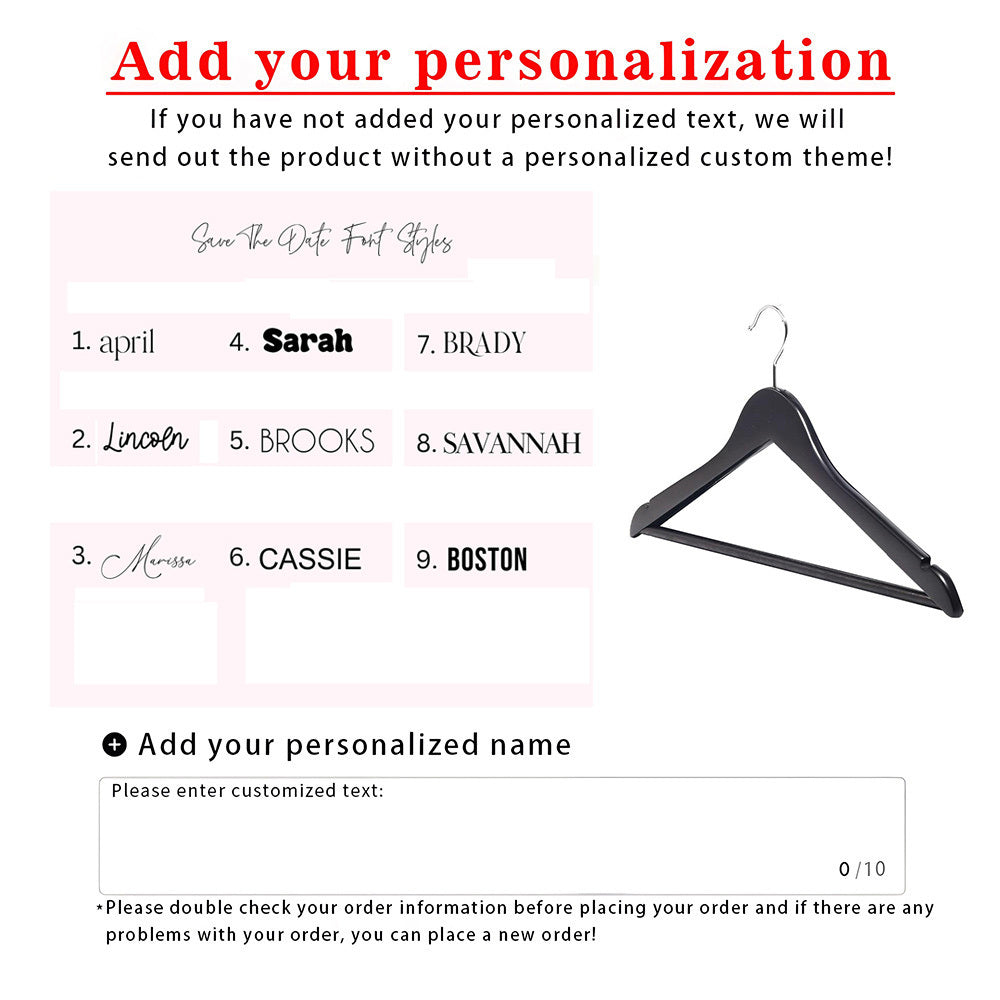 Personalized Wooden Hanger for Women Bridesmaid Dress White Wedding Accessory