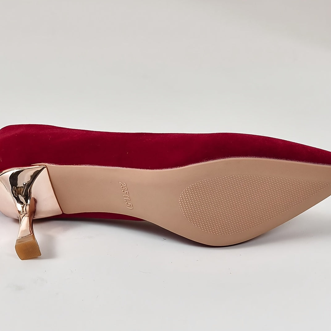 Women's Solid Color Point Toe Stiletto Heels for Wedding and Formal Occasions