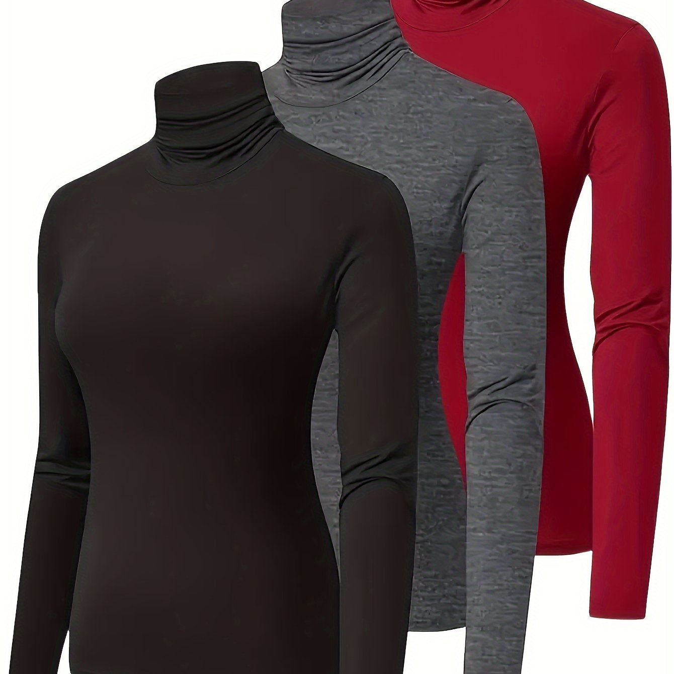 Женский комплект термобелья для женщин, топ с длинным рукавом и воротником-стойкой, 3 шт.
