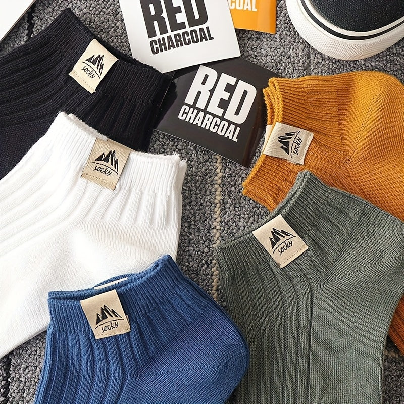 Set of 5 Black and White Summer Thin Breathable Sweat-Absorbing Low-Cut Socks for Men and Women