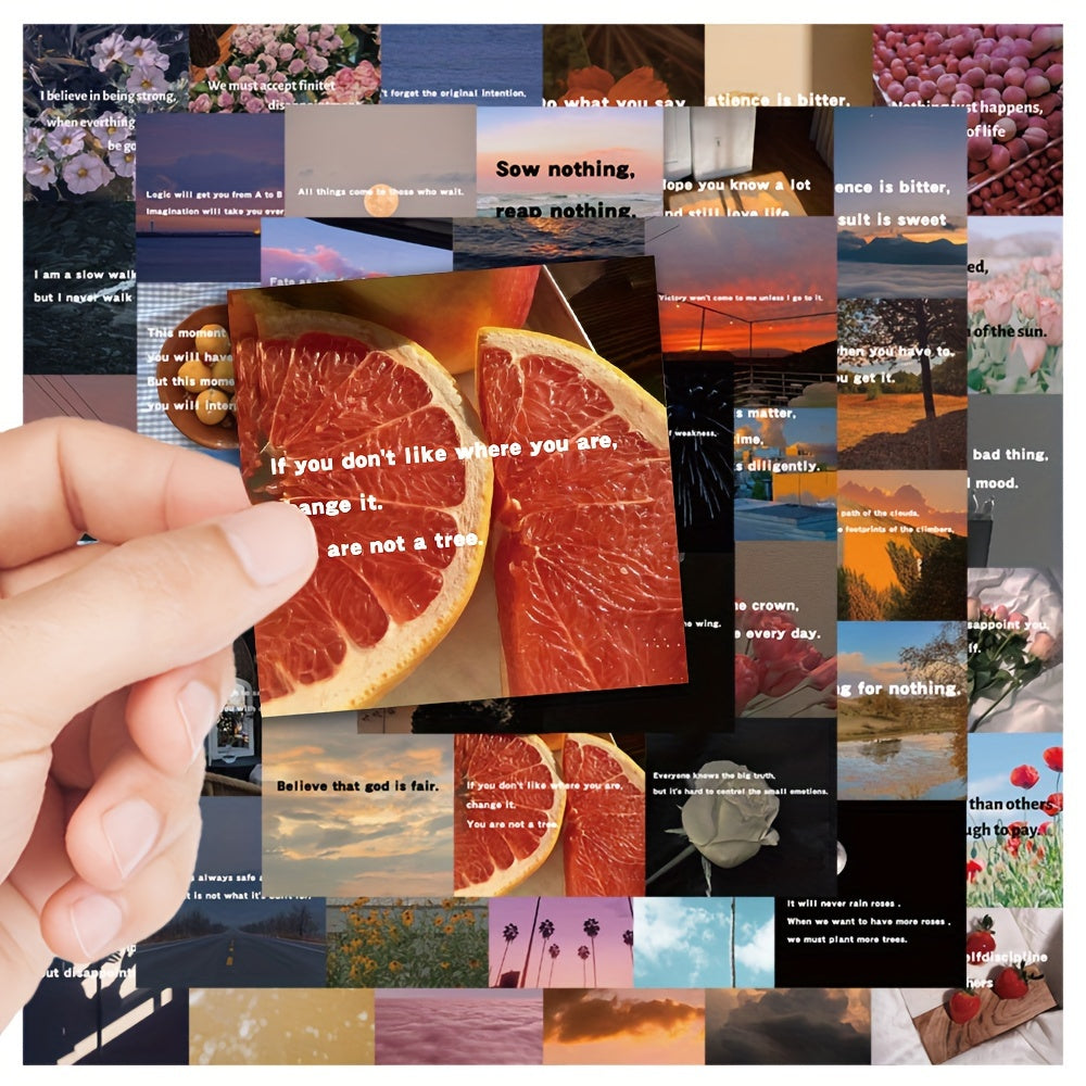 Set of 50 Waterproof PVC Inspirational Quote Stickers for Laptops Phones and Luggage