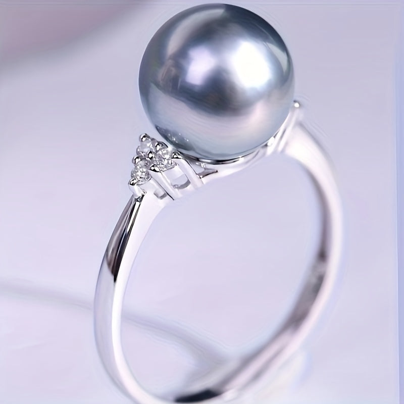 Zamonaviy 925 Sterling Silver Nikoh Uzuki, Sintetik Marvarid va Kubik Zirkoniya bilan - Har kuni kiyish yoki sovg'a sifatida ideal. Aprel tug'ilgan toshi, Geometrik dizayn, 1.8 grammda engil.