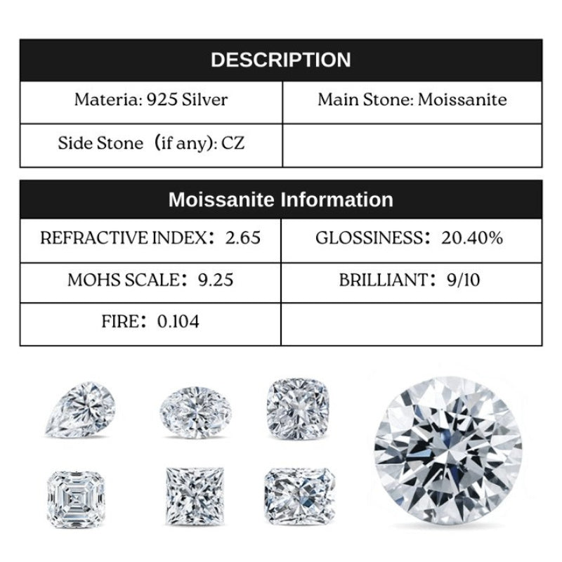 Silver Ring with 0.5 Carat Moissanite Stone and Six-Prong Setting for Engagement and Everyday Wear