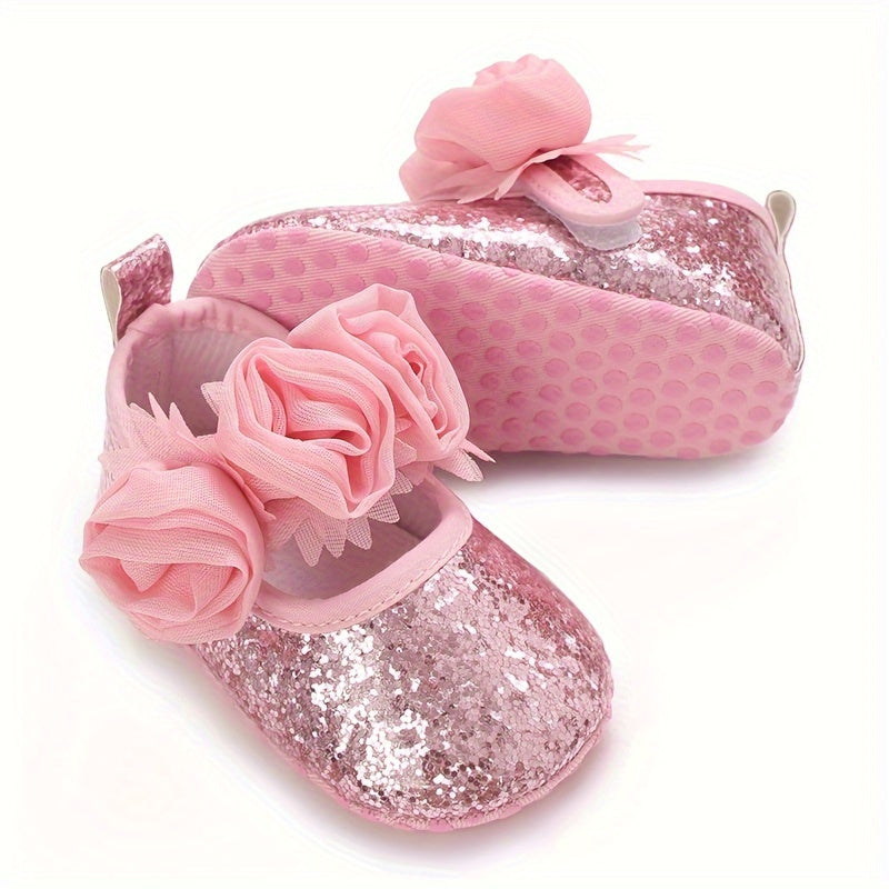 Toddler Girl Shoes Soft Sole Slip-On Floral Princess for Ages 0-18 Months Spring Autumn