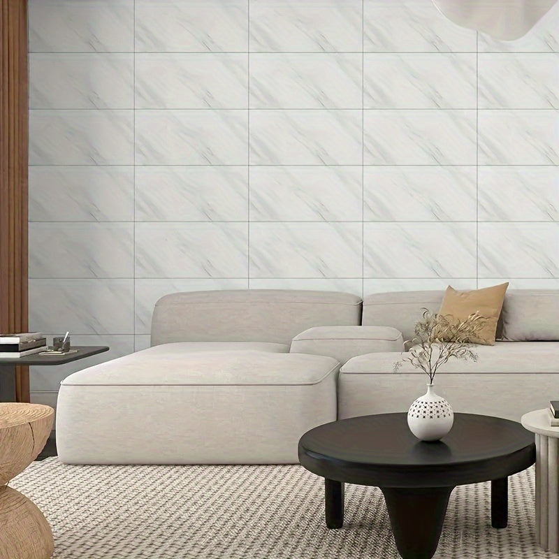 Self-Adhesive Marble Tile Wall Stickers Waterproof Oil-Proof Removable for Kitchen Bathroom Decor