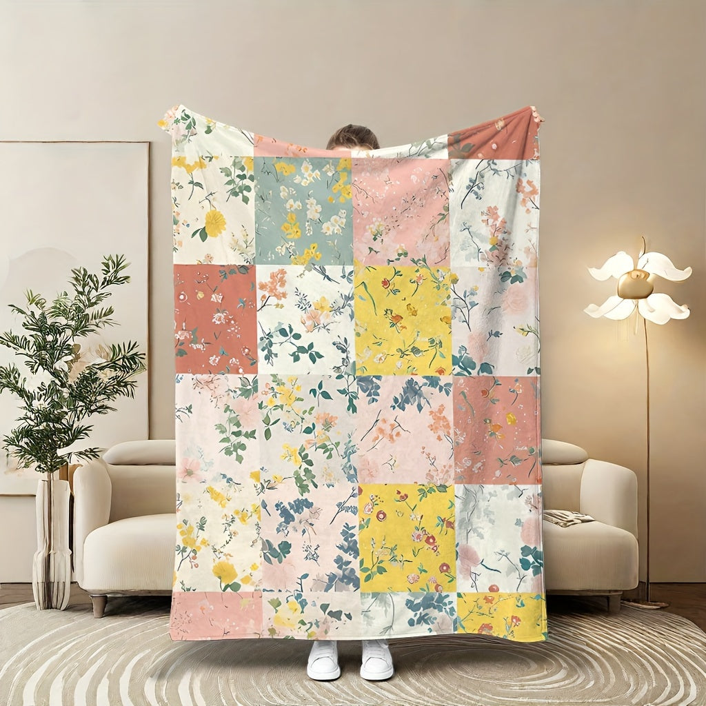 Floral Patterned Throw Blanket Assorted Colors Cozy Coral Fleece Lightweight Polyester All-Season Home Decor