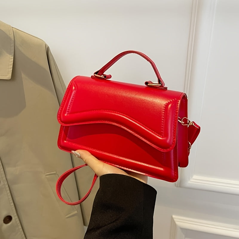 Mini Women's Solid Color PU Shoulder Bag with Crossbody Strap