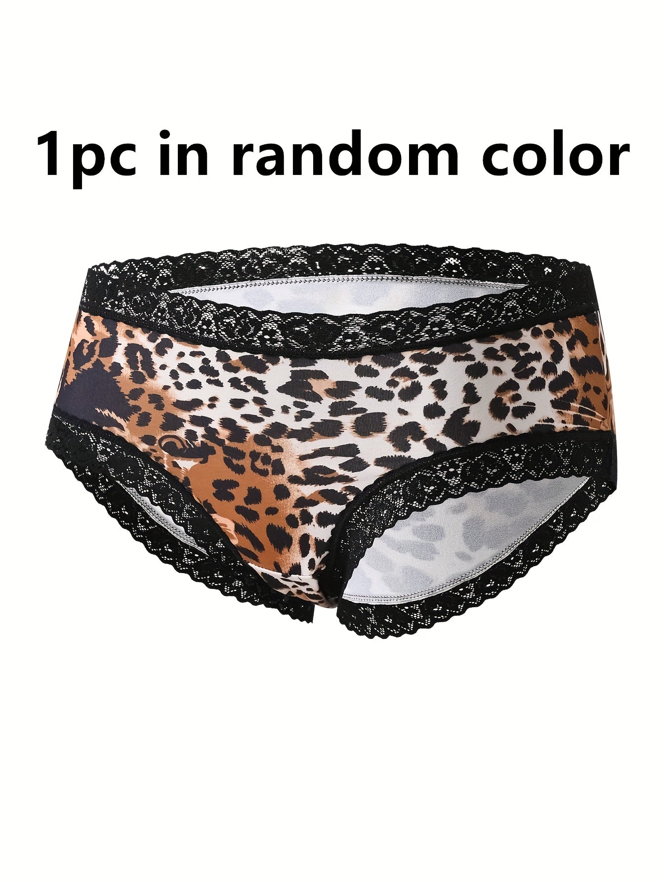 Women's Leopard Print Low-Rise Lace Panties Polyester Spandex Brief