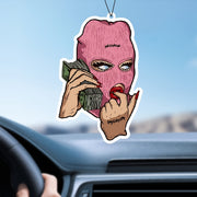 Pink Mask Car Air Freshener Hanging Decoration for Rearview Mirror