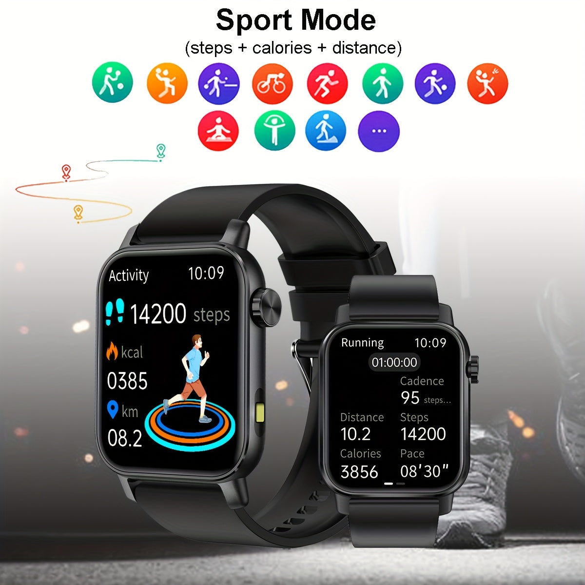 Men's Smartwatch 1.85-Inch Display Wireless Sports Tracker with Voice Calls and LED Flashlight