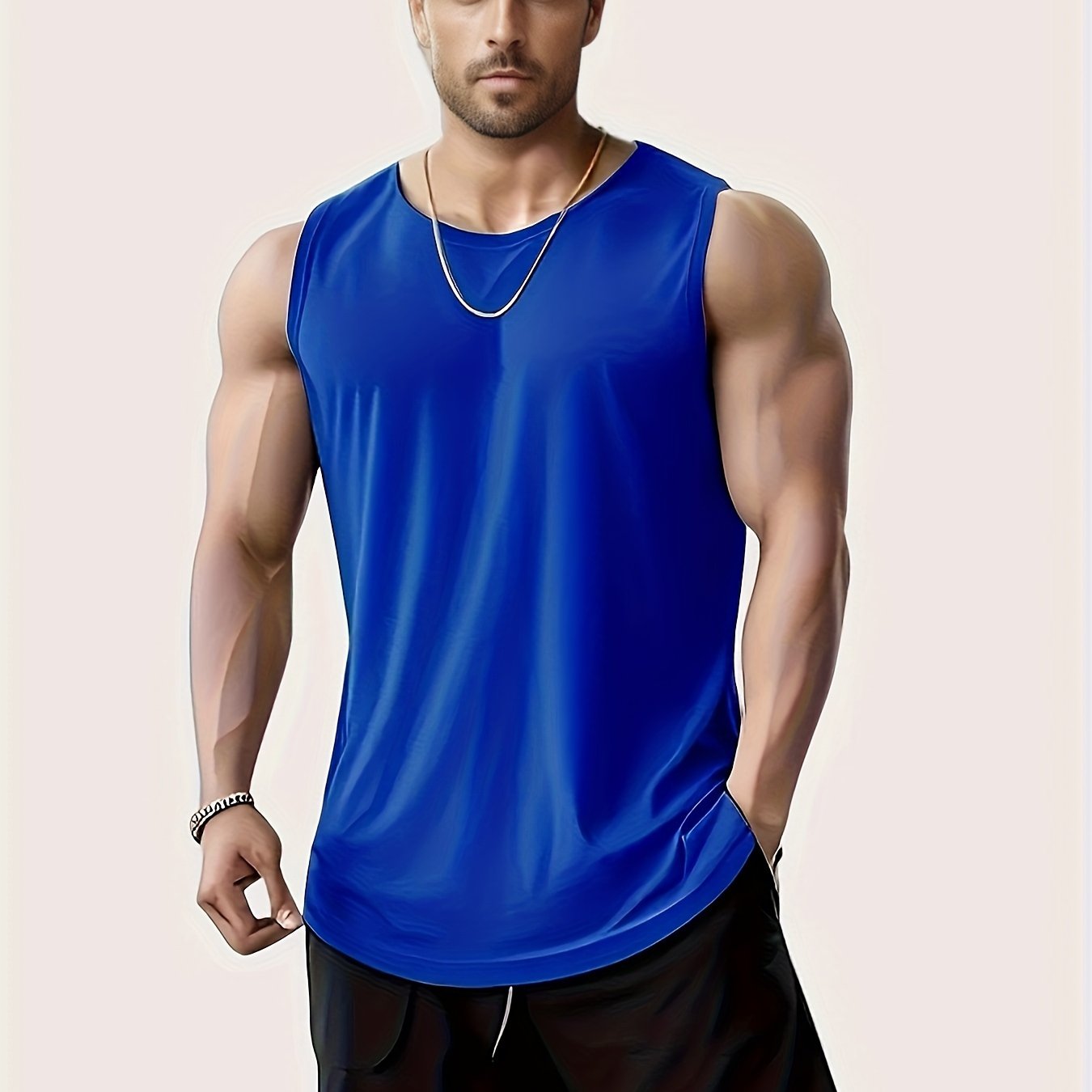 Men's Plus Size Sleeveless Tank Top for Running Training and Workouts Quick-Dry Breathable Polyester