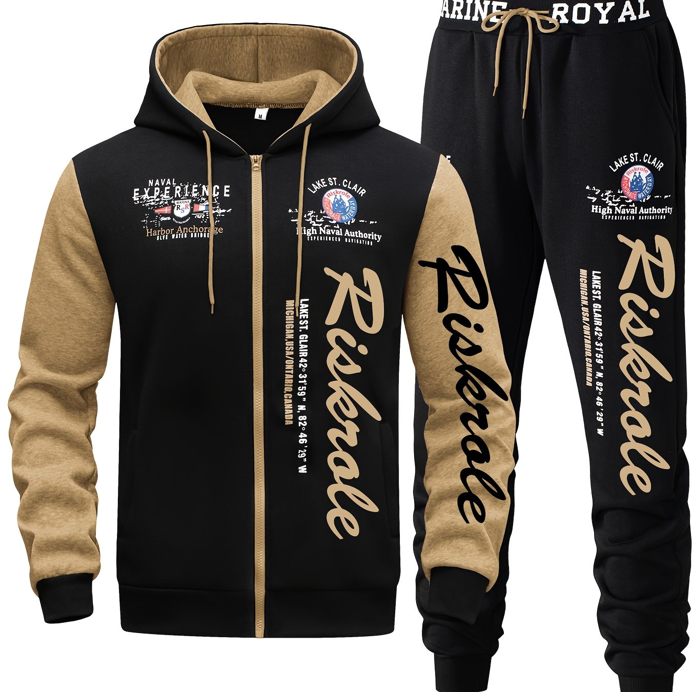 Conjunto de sudadera con capucha y letras en poliéster para hombres, ideal para deportes y uso casual