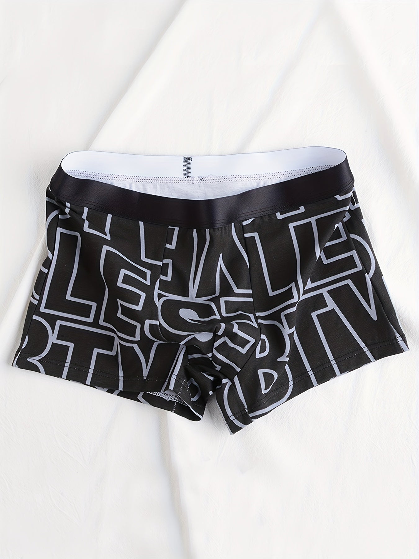 Men's Cotton Boxer Briefs with Geometric Pattern Medium Stretch Knit Casual Shorts Set of 3