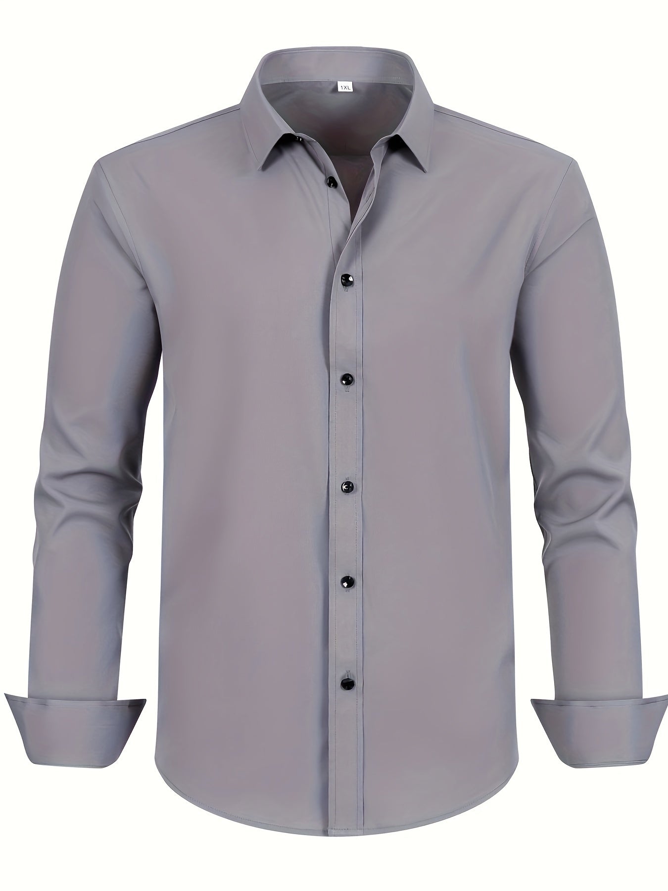 Men's Plus Size Solid Color Dress Shirt with Square Collar Regular Fit All-Season Polyester