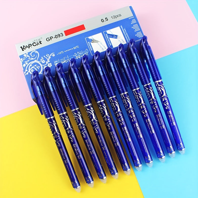 Set of 36 Blue 0.5mm Erasable Gel Pens with Replaceable Cores for Office and Students