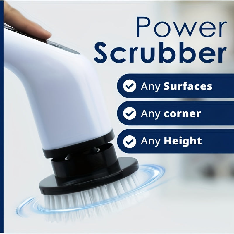 7-in-1 Elektr tozalash choʻpchiq, 7 ta almashtiriladigan boshli, sozlanadigan tutqichli, pol, hojatxona, plitkalar uchun