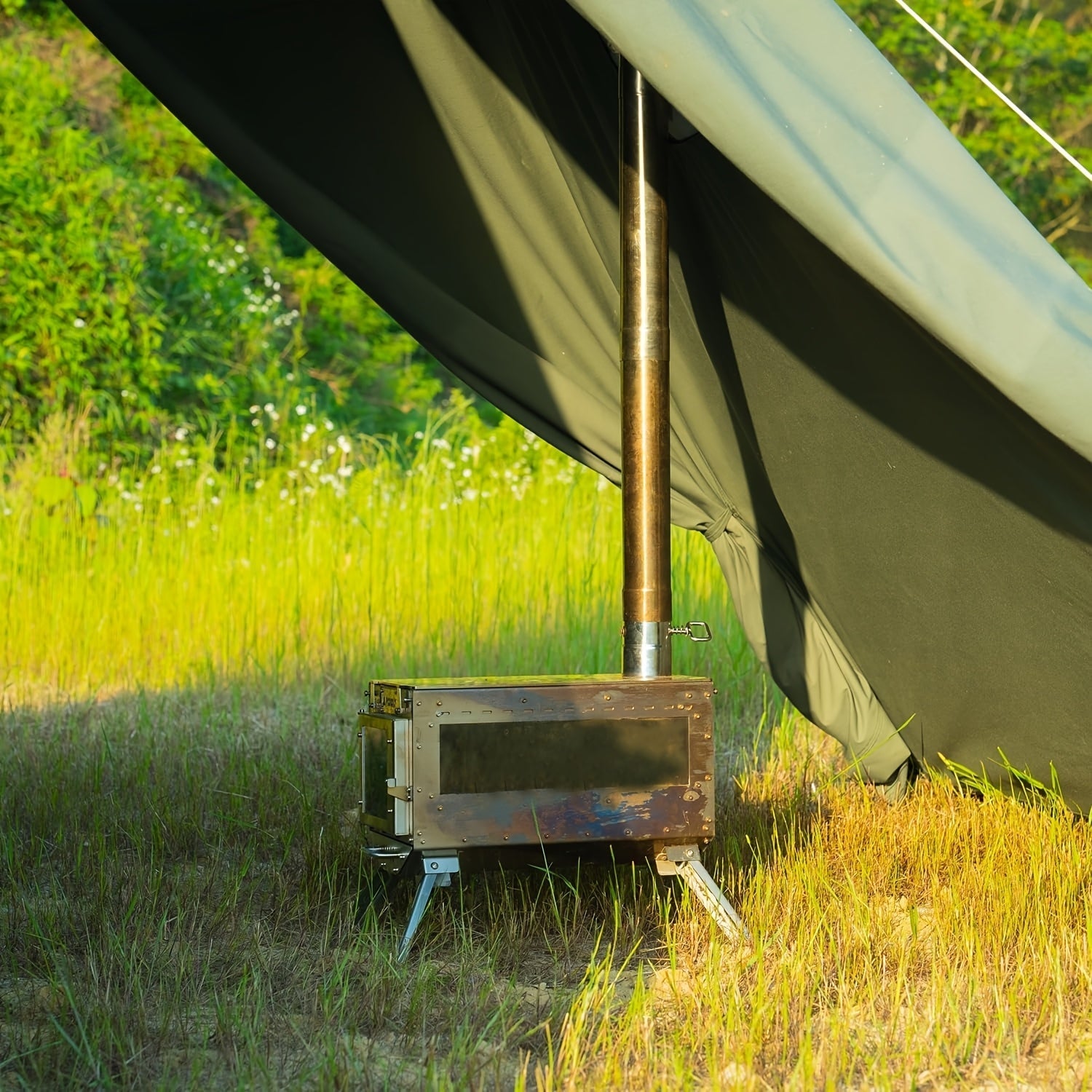 Stainless Steel Stove Pipe with Damper 5.99 cm Chimney Vent for Outdoor Kitchen