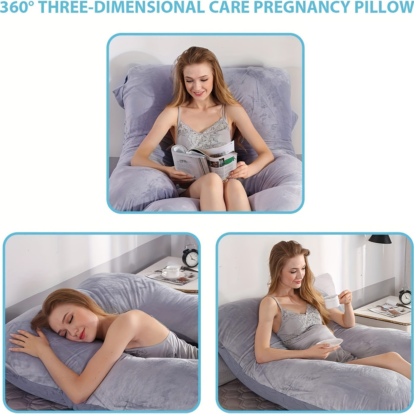 Pregnancy Pillow C-Shaped Belly Support Velvet Removable Washable Cover for Side Sleeping