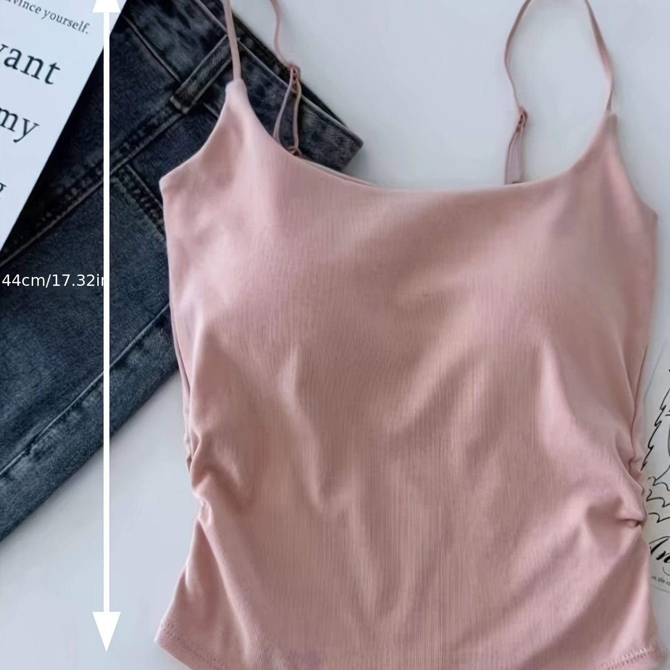 Girls' Viscose Pleated Strapless Camisole Bra with Fixed Breast Pads for 12-13 Years