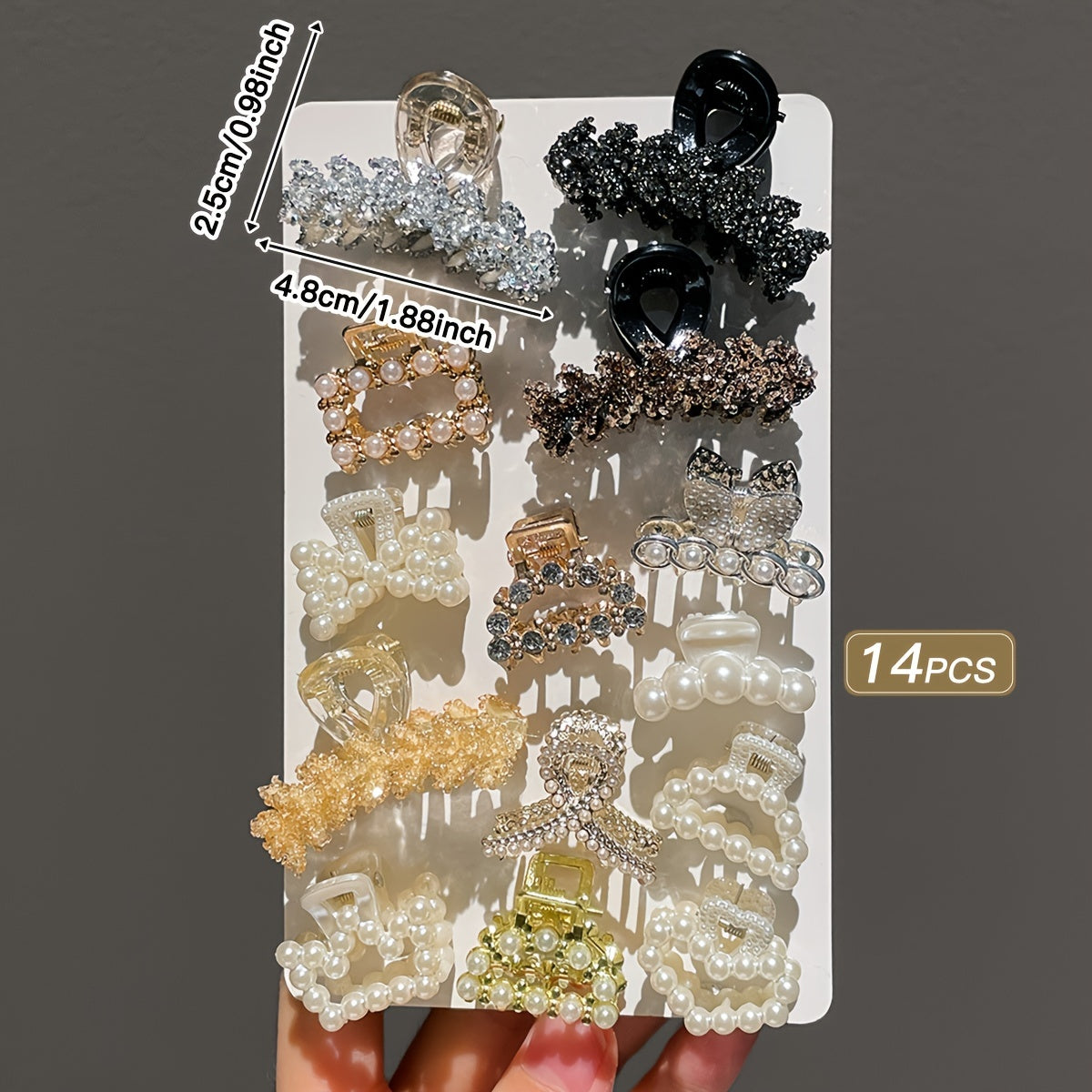 14 Pcs Elegant Faux Pearl Hair Claw Clips for Women Daily Wear Small