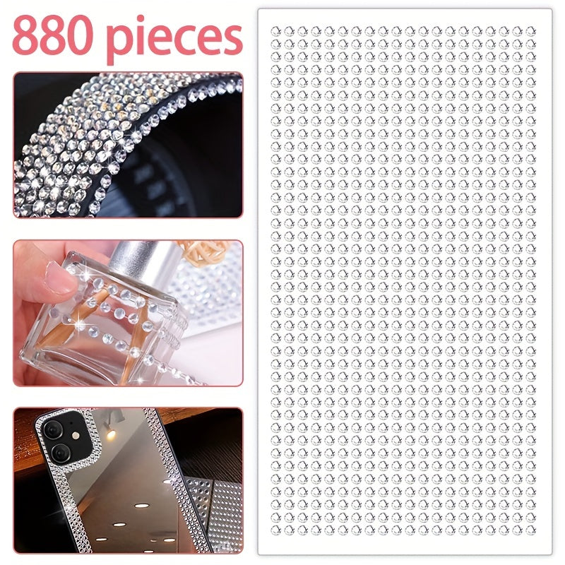 Artificial Crystal Rhinestone Decal for Car Mobile PC 880 Pieces 3mm